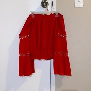 Off the shoulder red top